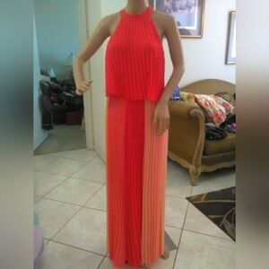 BNWT Skies Are Blue Corals Colorblock Dress ( All PLEATED) SZ M Sleeveless FLOWY